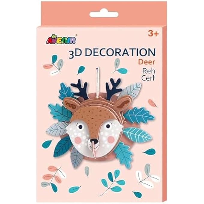 3D DECORATION - DEER KIT | TURN YOUR WALL INTO A ZOO! CREATE 3D DECORATIONS WITH PRE-CUT CARDBOARD PUZZLE PIECES | THOUGHTFUL AND CREATIVE GIFT OPTION FOR KIDS 3+ - Image 1